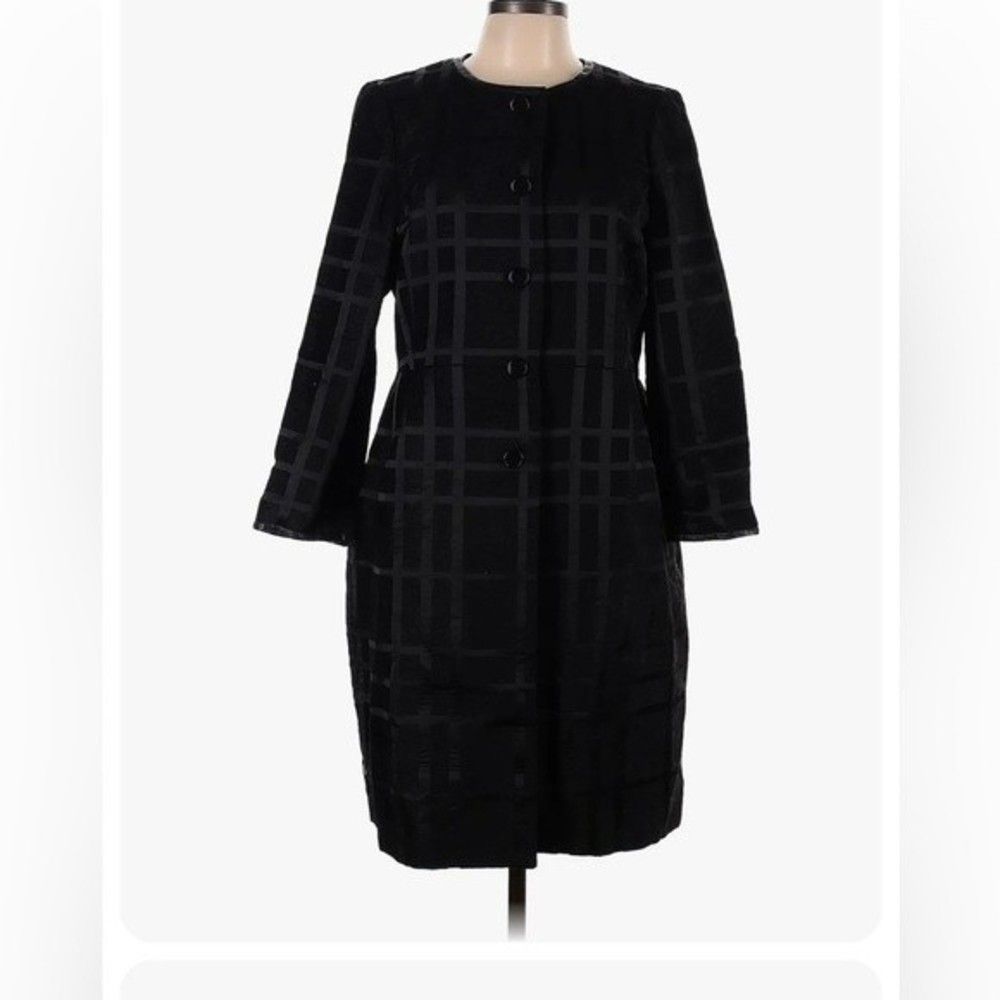 Ann Taylor Jacquard knee length black coat